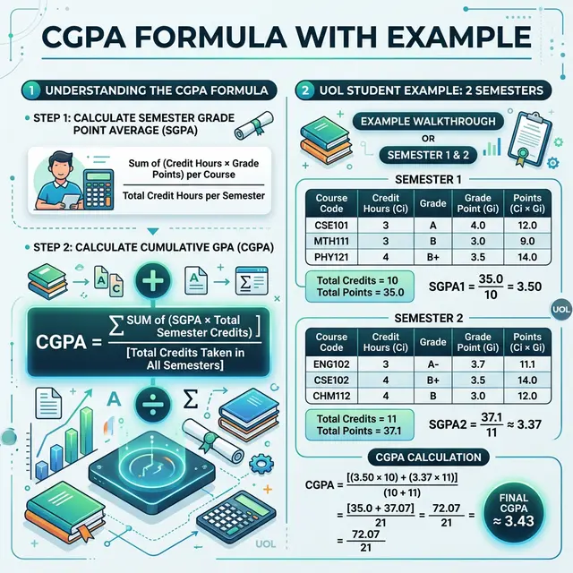 CGPA Formula with Example for UOL Students